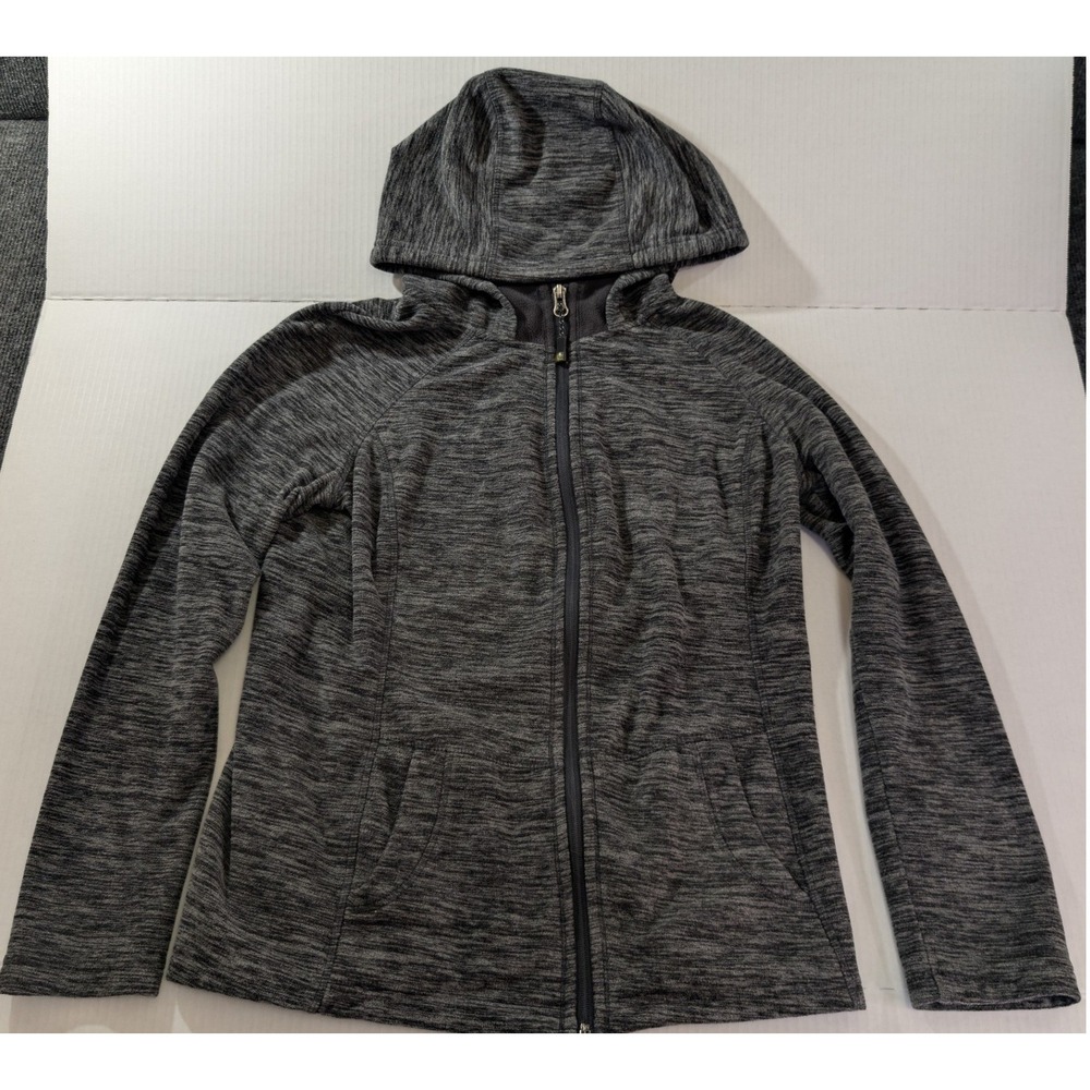 Green Tea Full Zip Hoodie Women Small Gray Excellent Marled Space Dye Activewear